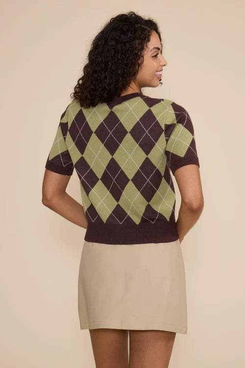 QUINN ARGYLE KNIT IN BROWN/GREEN