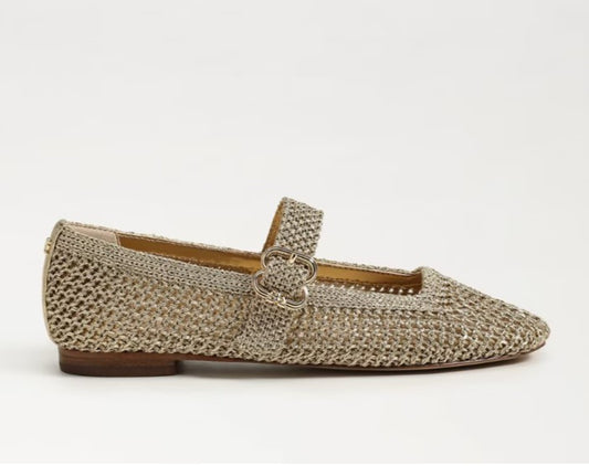 SAM EDELMAN MICHAELA KNIT AMBER GOLD MARY JANE
