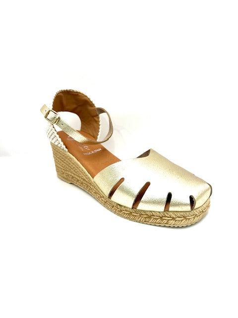 TYCHE SYRA GOLD WEDGE ESPADRILLE