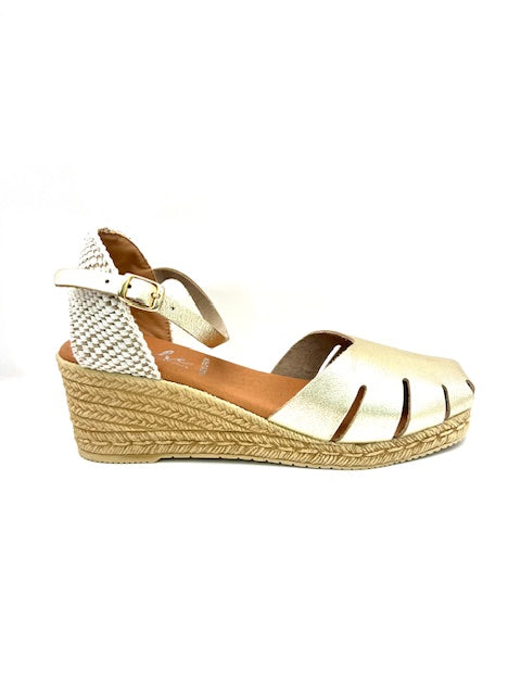 TYCHE SYRA GOLD WEDGE ESPADRILLE