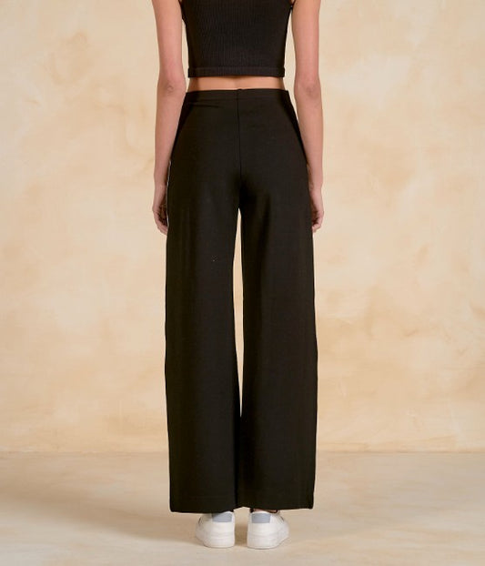 SOFT WIDE LEG PANT IN BLACK OR TAUPE