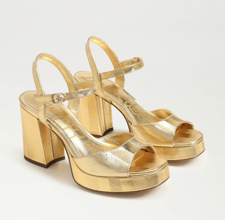 SAM EDELMAN FLEUR GOLD PLATFORM HEEL