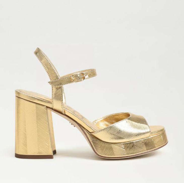 SAM EDELMAN FLEUR GOLD PLATFORM HEEL