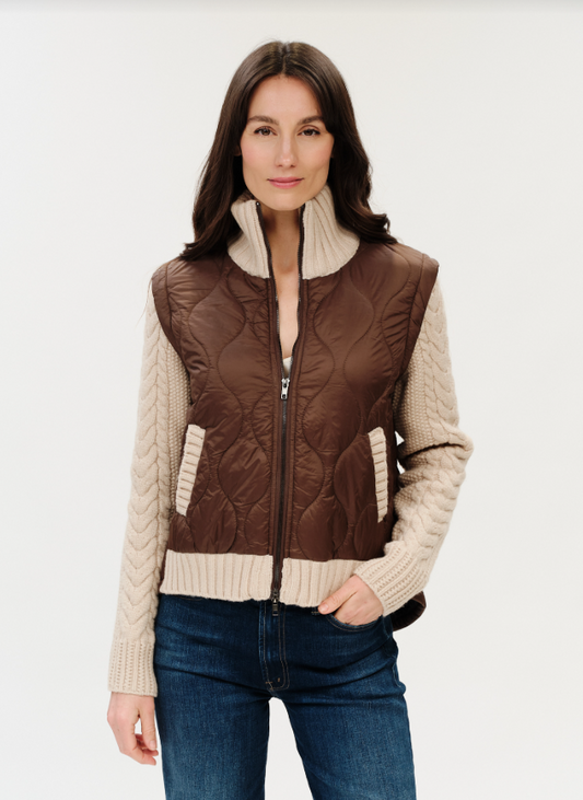 MELANIE MIXED MEDIA JACKET IN BROWN