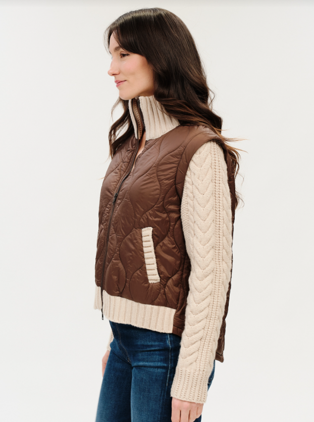 MELANIE MIXED MEDIA JACKET IN BROWN