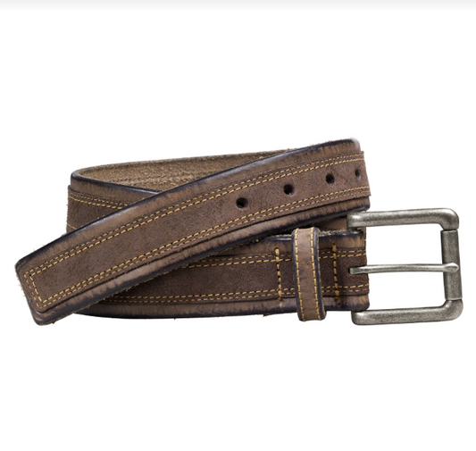 JOHNSTON & MURPHY 75-6924 SUEDE OVERLAY BELT IN BROWN