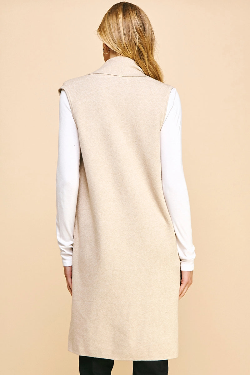 SLEEVELESS CARDIGAN OATMEAL