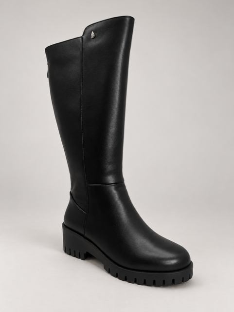AQUA-FLEX JENNA BLACK BOOT WITH EXPANDABLE CALF PANEL