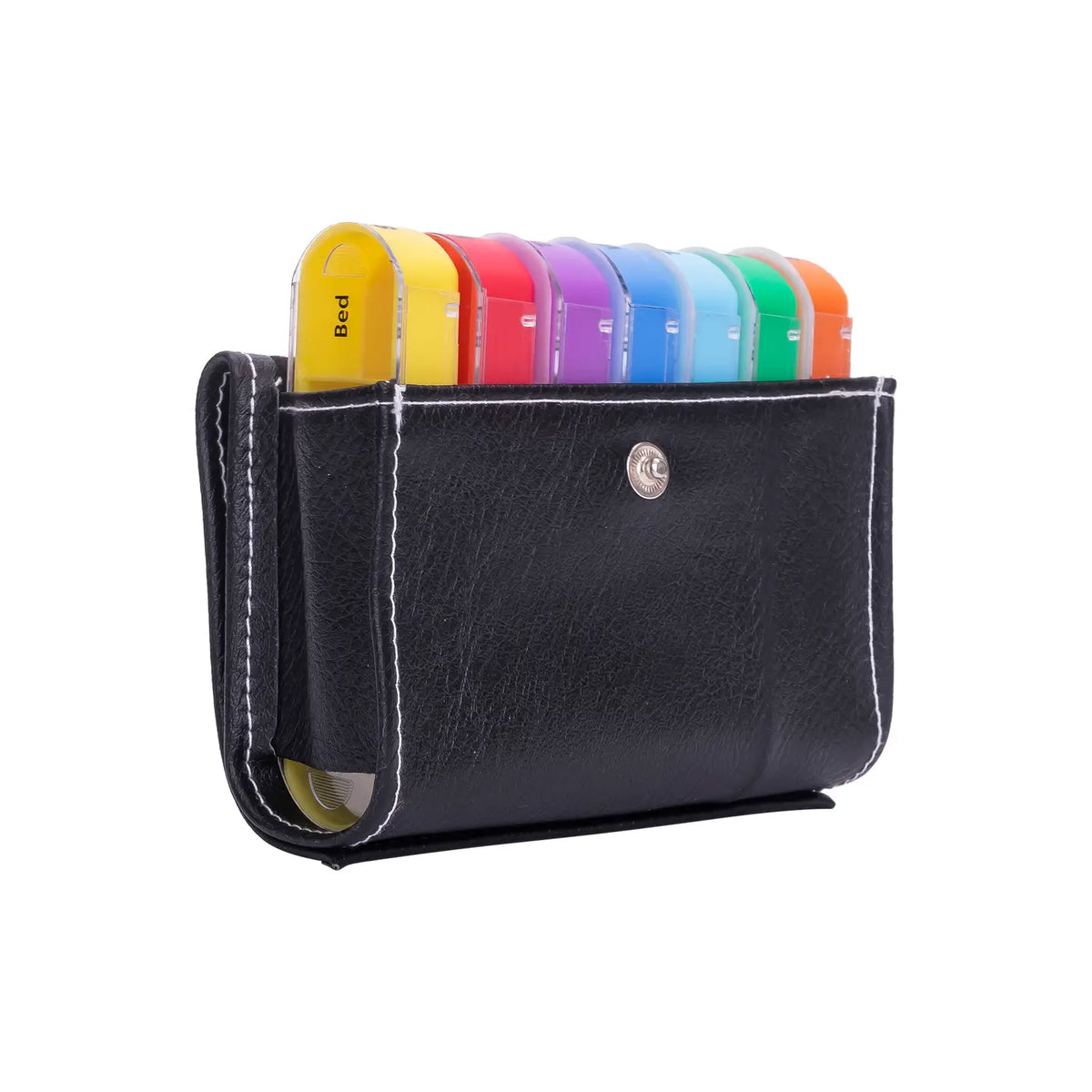 PILL ORGANZIER IN LEATHER TRAVEL POUCH