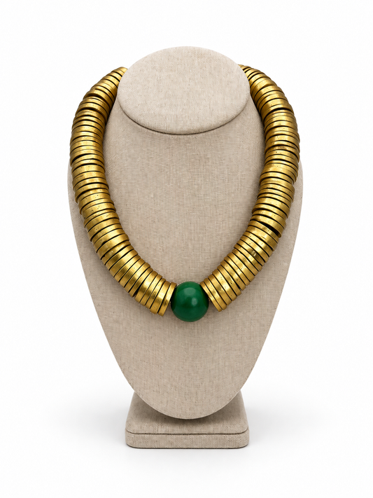 MERRITT MILLIE GOLD COCONUT GREEN BALL NECKLACE