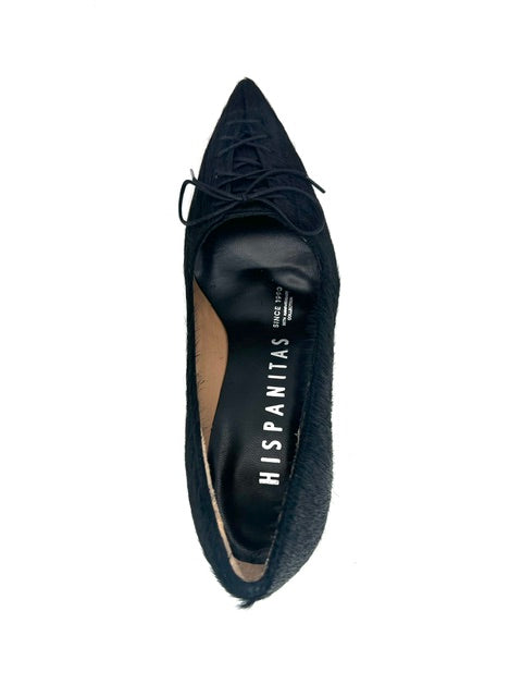 HISPANITAS PONY BLACK CALF HAIR HEEL