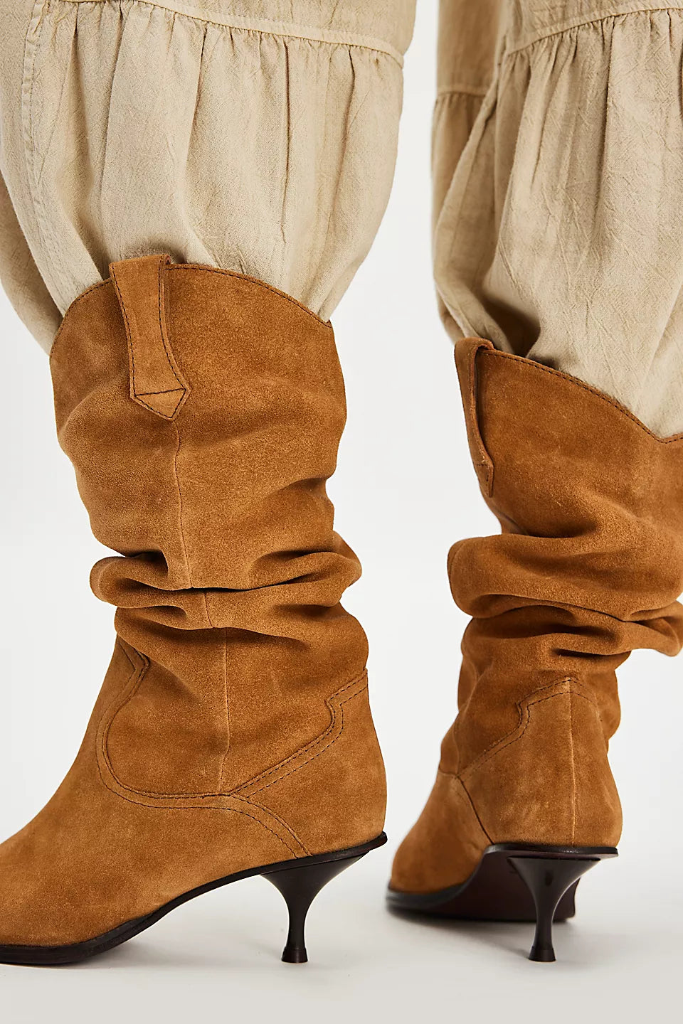FREE PEOPLE DAISY SLOUCH BOOT TAN SUEDE