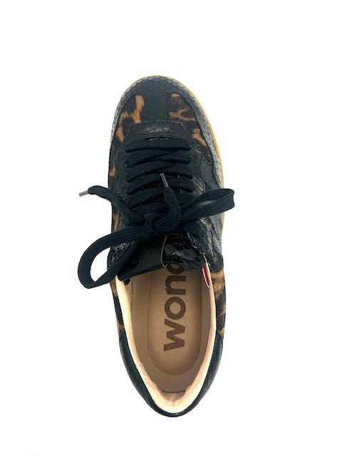 WONDERS AP-2010 COMBO BLACK/LEOPARD SNEAKER