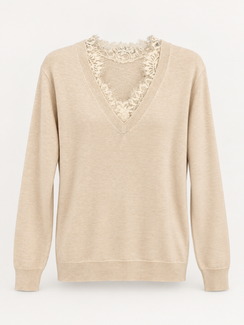 MARTY LACE TRIM KNIT SWEATER