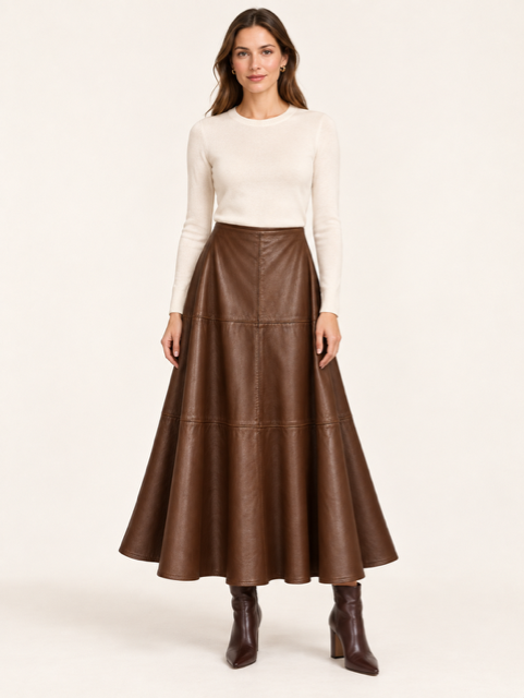 VI MIDI SKIRT BROWN