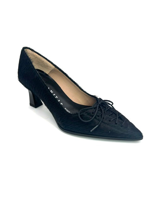 HISPANITAS PONY BLACK CALF HAIR HEEL
