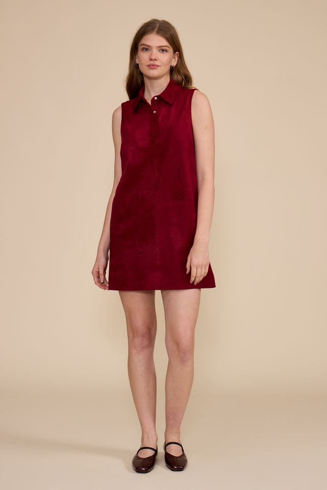 AMANDA MINI DRESS IN DEEP MERLOT